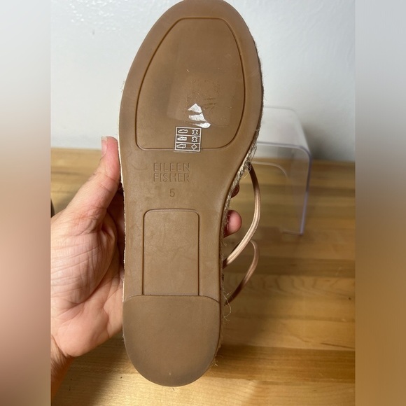 Eileen Fisher Lace Elastic Criss Cross Straps Leather Espadrille Blush Pink Sz 5 - Picture 9 of 10